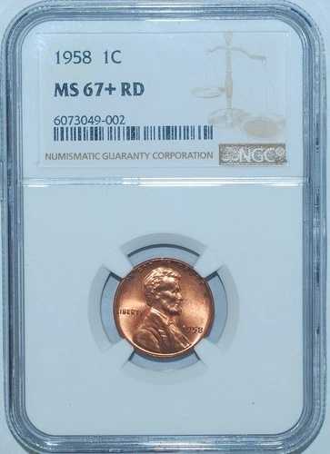 1958年 NGC MS67+RD レッドリンカーンウィートセント|WORLD RESOURCE【QUEEN店】