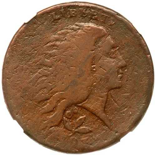 1793年 S-6 R-3 NGC 表面に細かいディテールが刻まれたブロッケージリース模様の大型セントコイン 1セント