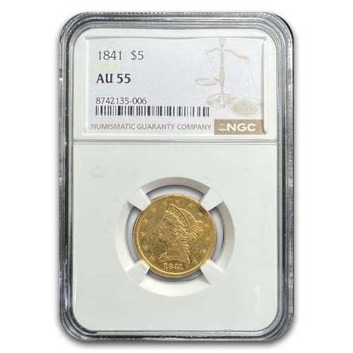 1841年 5ドル リバティゴールド ハーフイーグル AU-55 NGC|WORLD RESOURCE【QUEEN店】