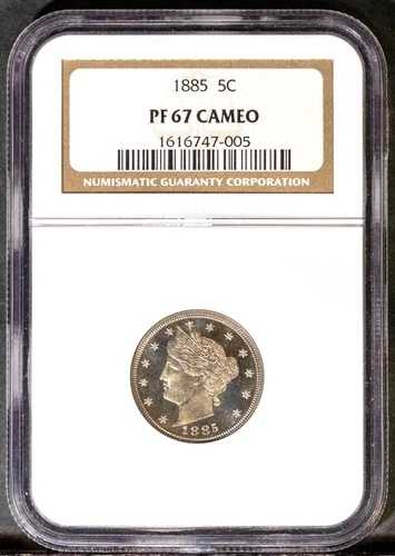 1885年 5セント リバティ V ニッケル PF 67 カメオ NGC # 1616747-005 + ボーナス