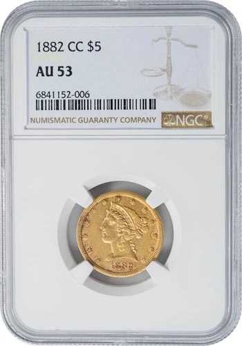 1882-CC 5ドル金貨 リバティ AU53 NGC 950292-1