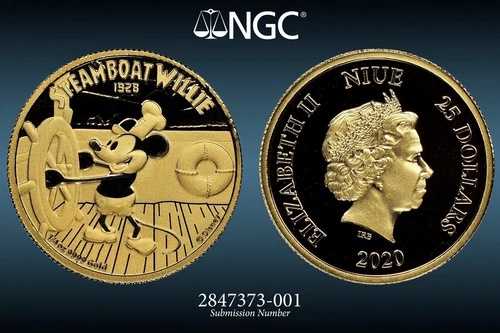 2020年 ニウエ G$25 蒸気船ウィリー 1/4オンス ゴールド NGC PF70 UC FR 100枚限定鋳造。希少|WORLD RESOURCE【QUEEN店】