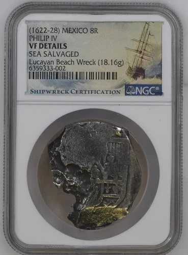 NGC VF 8 Reales ルーカヤンビーチ難破船1628海賊宝 -