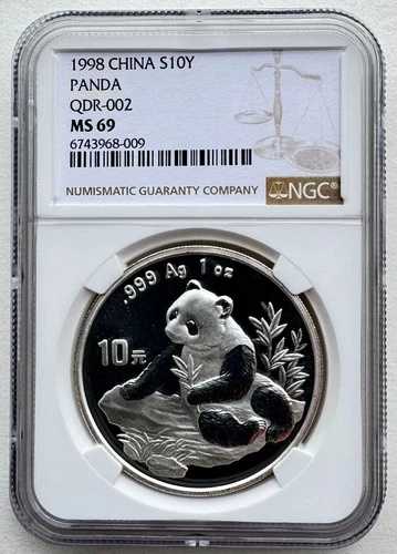 QDR-002 1998年 中国 シルバーパンダコイン 1オンス ラージデイト NGC MS69 759,440円