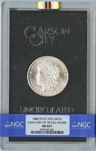 1880/79-CC TOP-100 モーガン REV 78 GSA ホード S$1 NGC MS65+ Vam 4