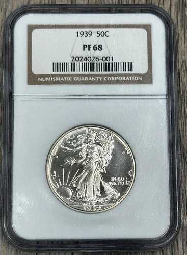 1939年 ウォーキング・リバティ・シルバー・ハーフドル プルーフ、NGC PF-68、スーパーブ・ウルトラ・ジェム・プルーフ