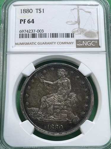 1880年プルーフ貿易ドル PF64 NGC認定 素晴らしい色調 極めて少ない発行枚数