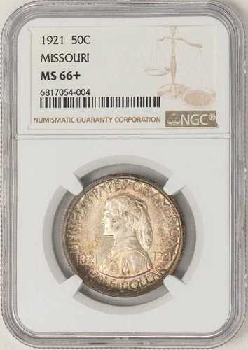 1921年 ミズーリハーフ 50セント MS66+ NGC 947709-7