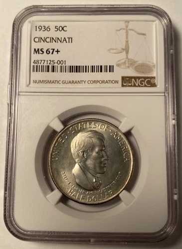 1936年シンシナティ記念ハーフドル NGC MS67+ プラス 最高級ポップ 3/0 790,680円