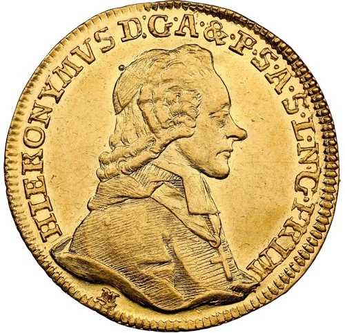 オーストリア - ザルツブルク 1784年 ヒエロニムス ゴールド ドゥカット - NGC AU58 - 非常に希少! トップポップ!