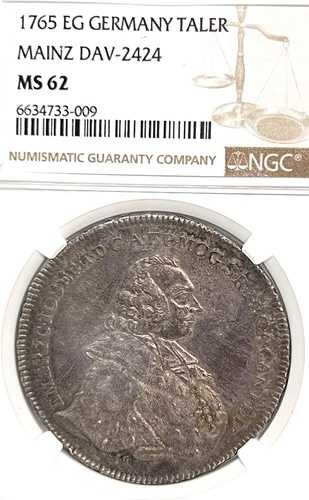 ドイツ国営マインツ 1765年 ターラー貨幣 ターラー NGC MS 62 VZ/STG UNC 希少 トップ ドイツ語｜WORLD RESOURCE【QUEEN店】