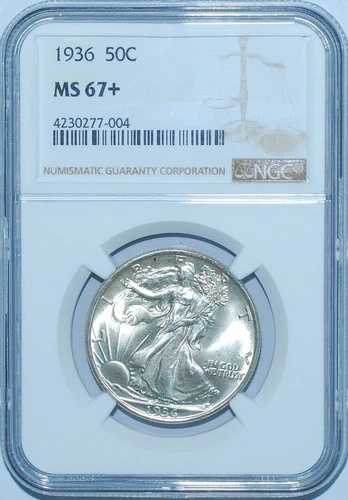 1936年 NGC MS67+ ウォーキング・リバティ・ハーフダラー