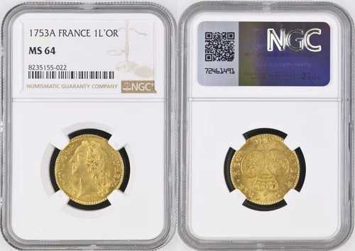 フランス - ルイ15世 - ルイ・ドール 1753年 パリ - NGC MS64-｜WORLD RESOURCE【QUEEN店】