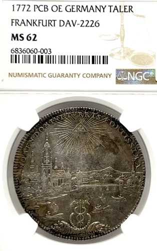 ドイツ諸州フランクフルト 1772年 ターラー貨幣 ターラー NGC MS 62 VZ/F.STG UNC シティビュー｜WORLD RESOURCE【QUEEN店】