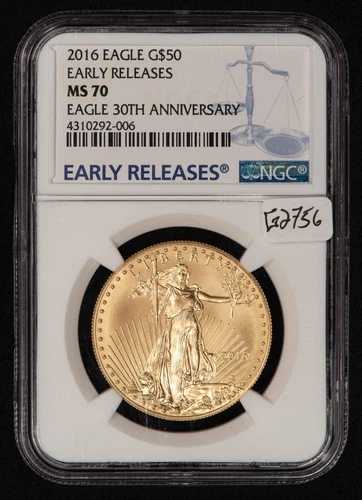 2016年 50ドル 1オンス アメリカンイーグル金貨 - 30周年記念 ER - NGC MS 70 - SKU-G2756