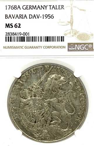 ドイツ州バイエルン 1768年 テーラーコイン シーラー NGC MS 62 VZ/STG UNC アルスラニ-シーラー-