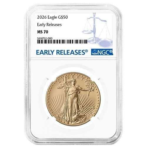 2026年 50ドル アメリカンゴールドイーグル 1オンス NGC MS70 ER ブルーラベル
