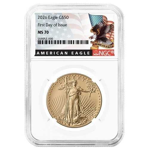 2026年 50ドル アメリカンゴールドイーグル 1オンス NGC MS70 FDI ブラックラベル