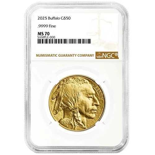 2025年 50ドル アメリカンゴールド バッファロー NGC MS70 ブラウンラベル