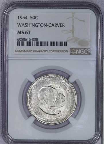 1954年 ワシントン カーバー ハーフダラー 50セント NGC MS67 - トップポップLB