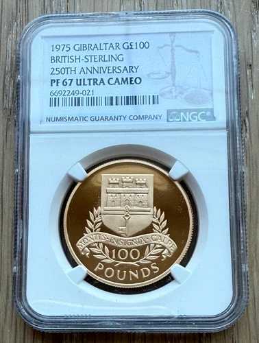 ジブラルタル 1975年 金貨 100ポンド NGC PF67UC 英国スターリング建国250周年記念