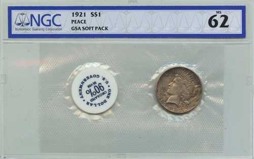 1921年 ピースダラー ハイレリーフ GSA ソフトパック S$1 NGC MS62 773,080円