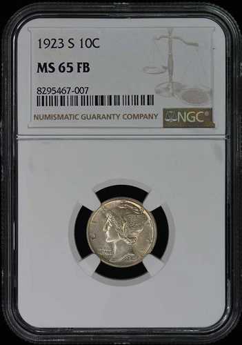 1923-S マーキュリーダイム 10C NGC MS65FB