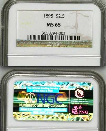 1895 NGC MS65 発行枚数6,000枚 -- $6,002 PCGS 価格ガイド！ $2.50 ゴールドクォーターイーグル
