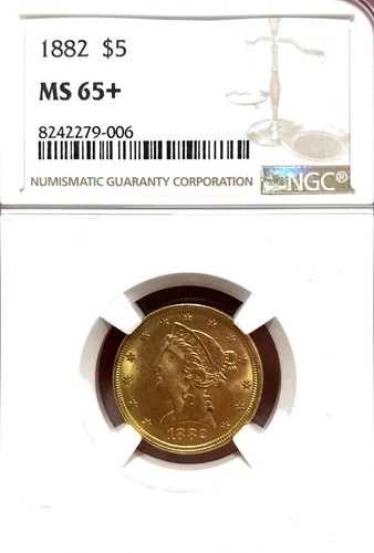1882年 5ドル リバティ ハーフイーグル NGC MS65+ (NGC番号 8242279-006) ハードコイン