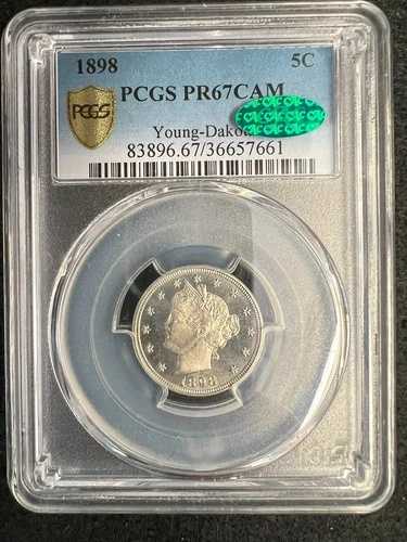 1898年 5セントニッケル リバティヘッド PCGS PR67CAM (CAC) スーパー！ヤングダコタ