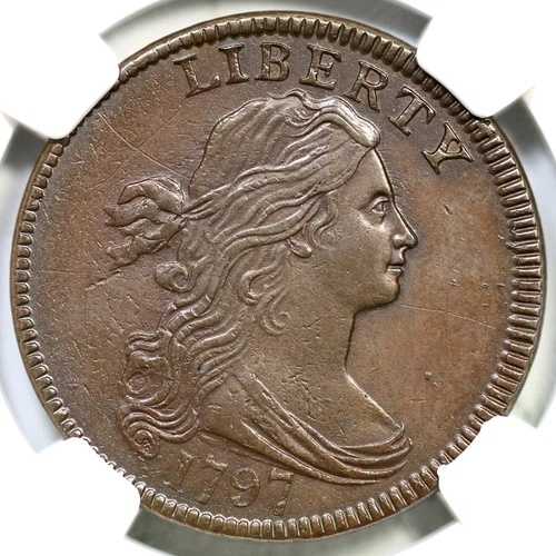 1797 S-126 R-3 NGC AU 詳細 Rev.97、ステムドレープバストラージセントコイン 1セント