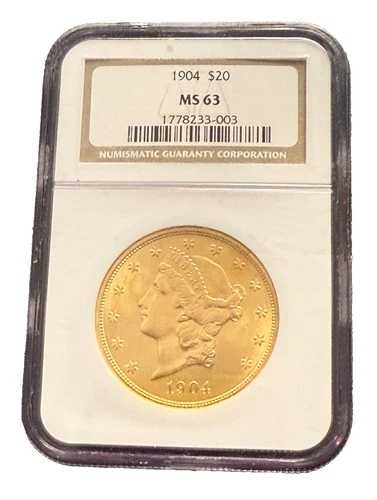 1904年米国金貨20ドル NGC MS63 ダブルイーグル リバティヘッド
