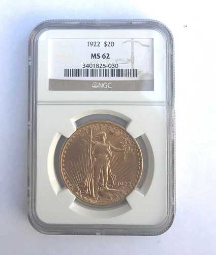 1922年 20ドル セントゴーデンス NGC MS62 フィラデルフィア ゴールド ダブルイーグルコイン 希少
