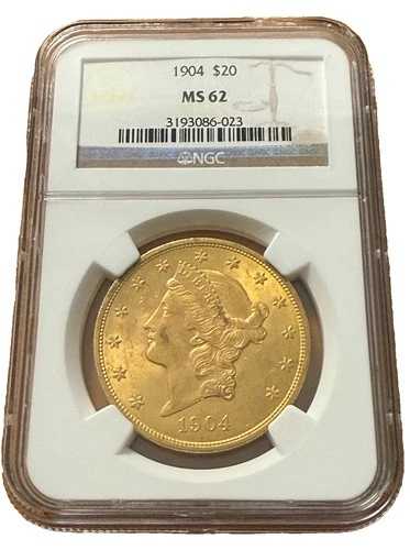 1904年米国金貨20ドル NGC MS62 ダブルイーグル リバティヘッド