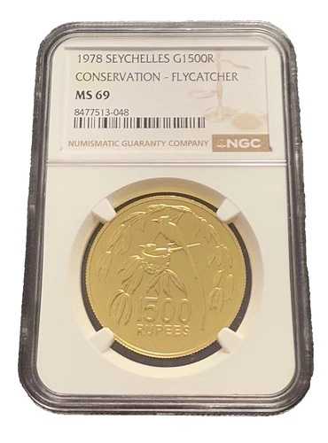 セイシェル 1978年 金貨 1500ルピー NGC MS69 保存状態良好 - ヒタキ