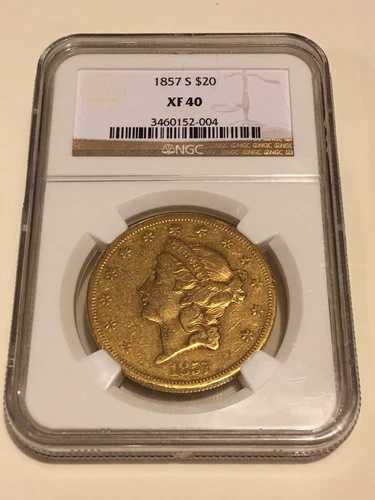 1857-S XF40 NGC リバティ ダブルイーグル 20 ドル金貨 良好なコイン（PCGS なし）