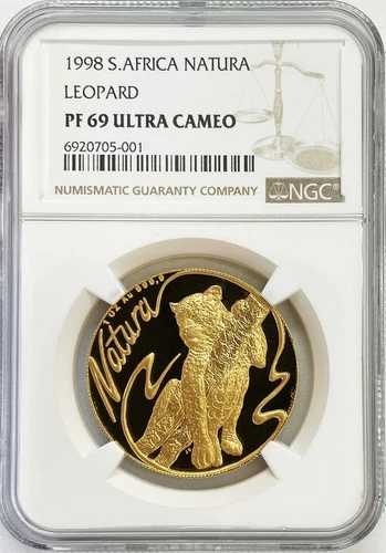 1998年 南アフリカ レオパード ゴールド 1オンス プルーフ ナチュラルコイン NGC PF 69 ウルトラカメオ｜WORLD RESOURCE【QUEEN店】