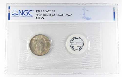 AU55 1921年 ピースシルバードル高浮き彫り GSA ソフトパック NGC *3208