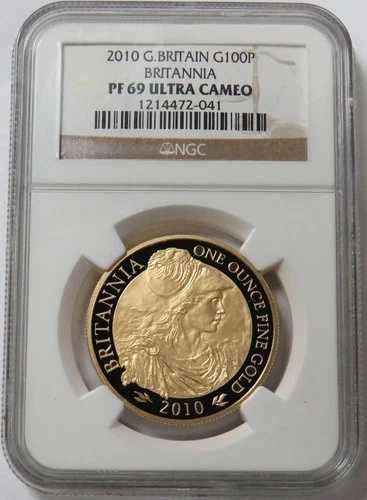 2010年 ゴールド グレートブリテン 100ポンドプルーフ 1オンス ブリタニア NGC PF 69 ウルトラカメオ｜WORLD RESOURCE【QUEEN店】