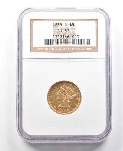 1855-C $5 リバティヘッド ゴールド ハーフイーグル AU53 NGC *2965
