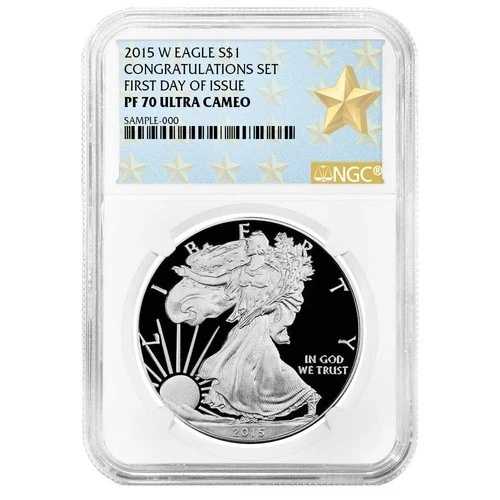 2015-W プルーフ $1 アメリカン シルバー イーグル コングラチュレーション セット NGC PF70UC FDI West