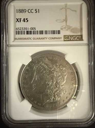 1889-CC モルガン銀貨、XF45、NGC (10629)