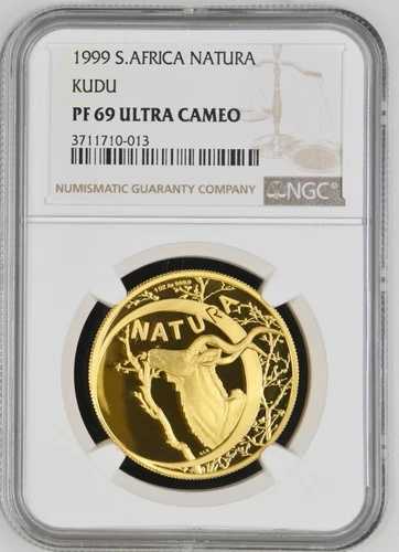 南アフリカ 1999年 ワイルドライフ ナチュラ クーズー 1オンス ゴールド プルーフコイン NGC PF69 ウルトラカメオ