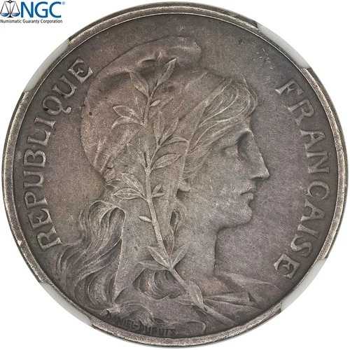[#981626] フランス、5 サンタイム、ダニエル・デュピュイ、ND (1897)、パリ、パターン、シルバー、