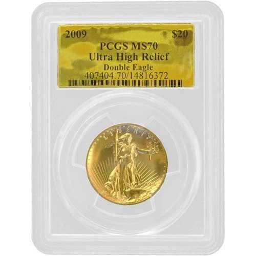 2009年 ウルトラハイレリーフ ゴールド ダブルイーグルコイン MS70 (ラベル変更、PCGS または NGC)