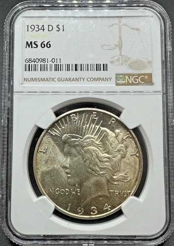 1934年-D シルバーピースドル NGC MS66 01XXXD26-｜WORLD RESOURCE【QUEEN店】