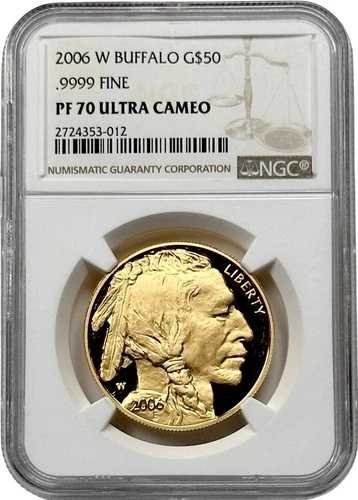 2006年 W アメリカンバッファロー 1オンス 9999 純金プルーフコイン NGC PF 70 UC｜WORLD RESOURCE【QUEEN店】