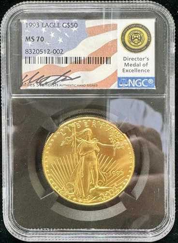 1993年 50ドル アメリカン・ゴールド・イーグル 1オンス ゴールド MS70 NGC マイルズ・スタンディッシュ｜WORLD RESOURCE【QUEEN店】