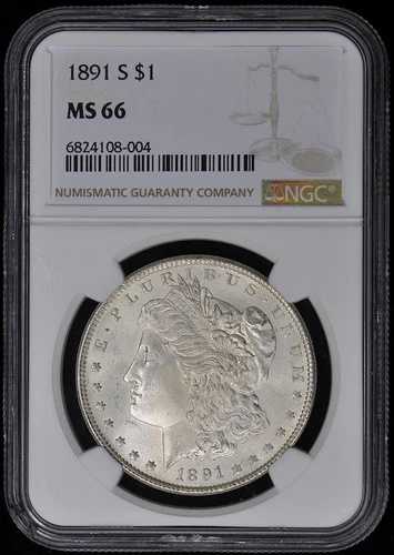 1891-S モルガン・ダラー S$1 NGC MS66