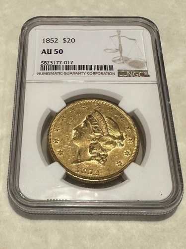 1852年 AU50 NGC ダブルイーグル 20ドル金貨 良質ストライク オリジナルスキン(PCGSなし)|WORLD RESOURCE【QUEEN店】